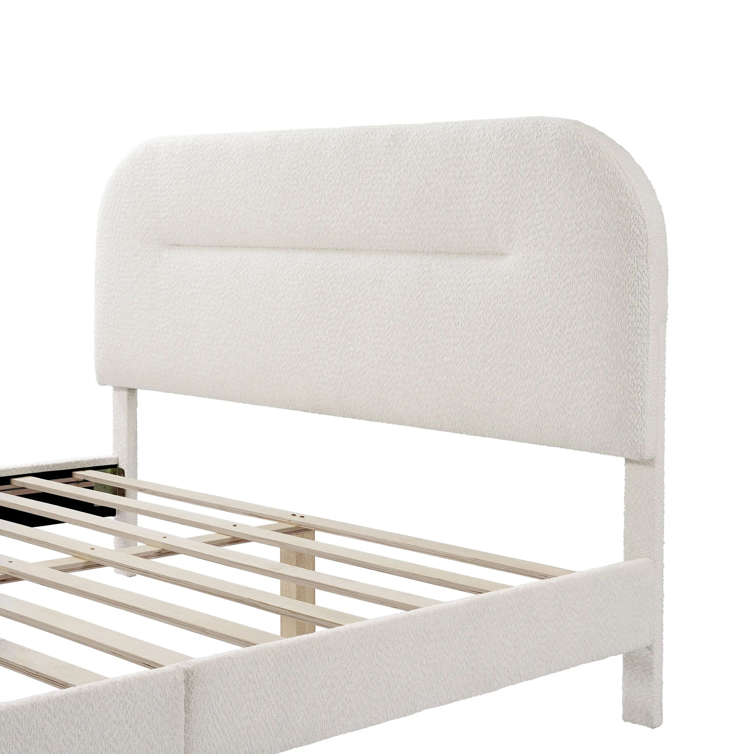 Gail Modern White Boucle Adjustable Queen-Size Platform Bed