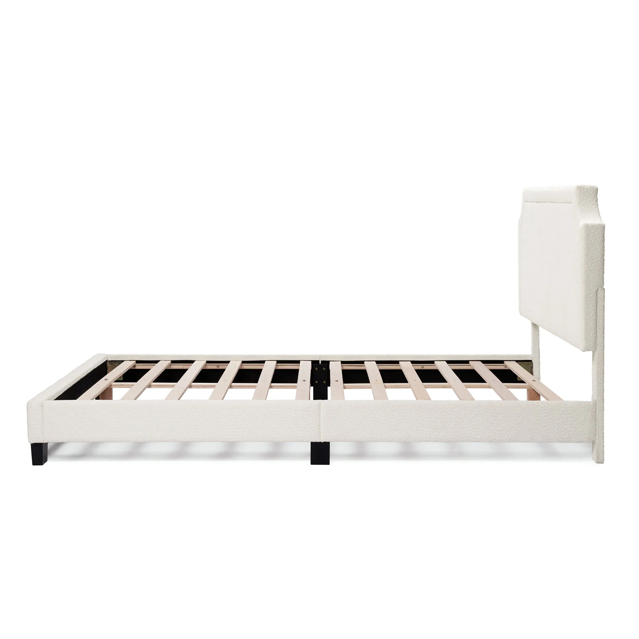 Gail Modern White Boucle Adjustable Queen-Size Platform Bed