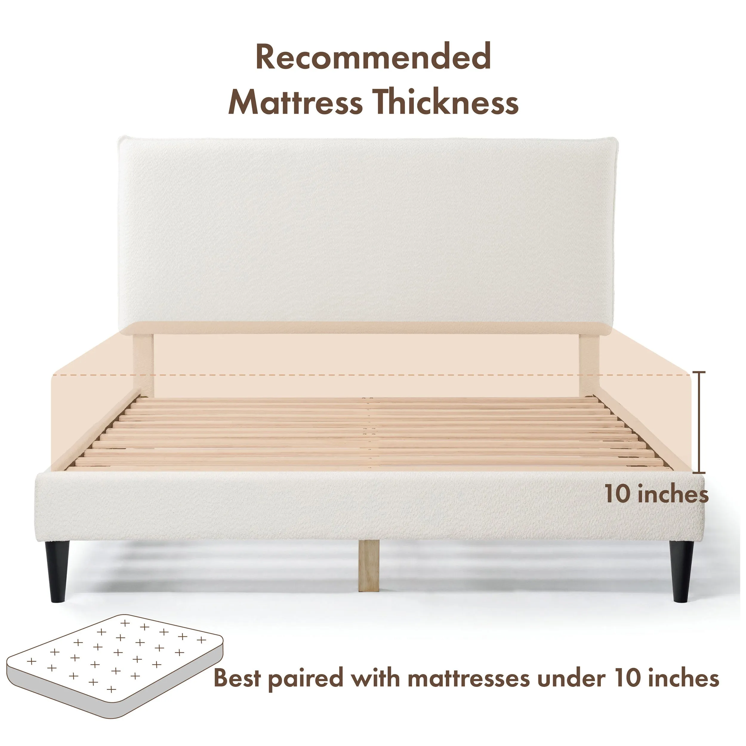 Gail Modern White Boucle Adjustable Queen-Size Platform Bed