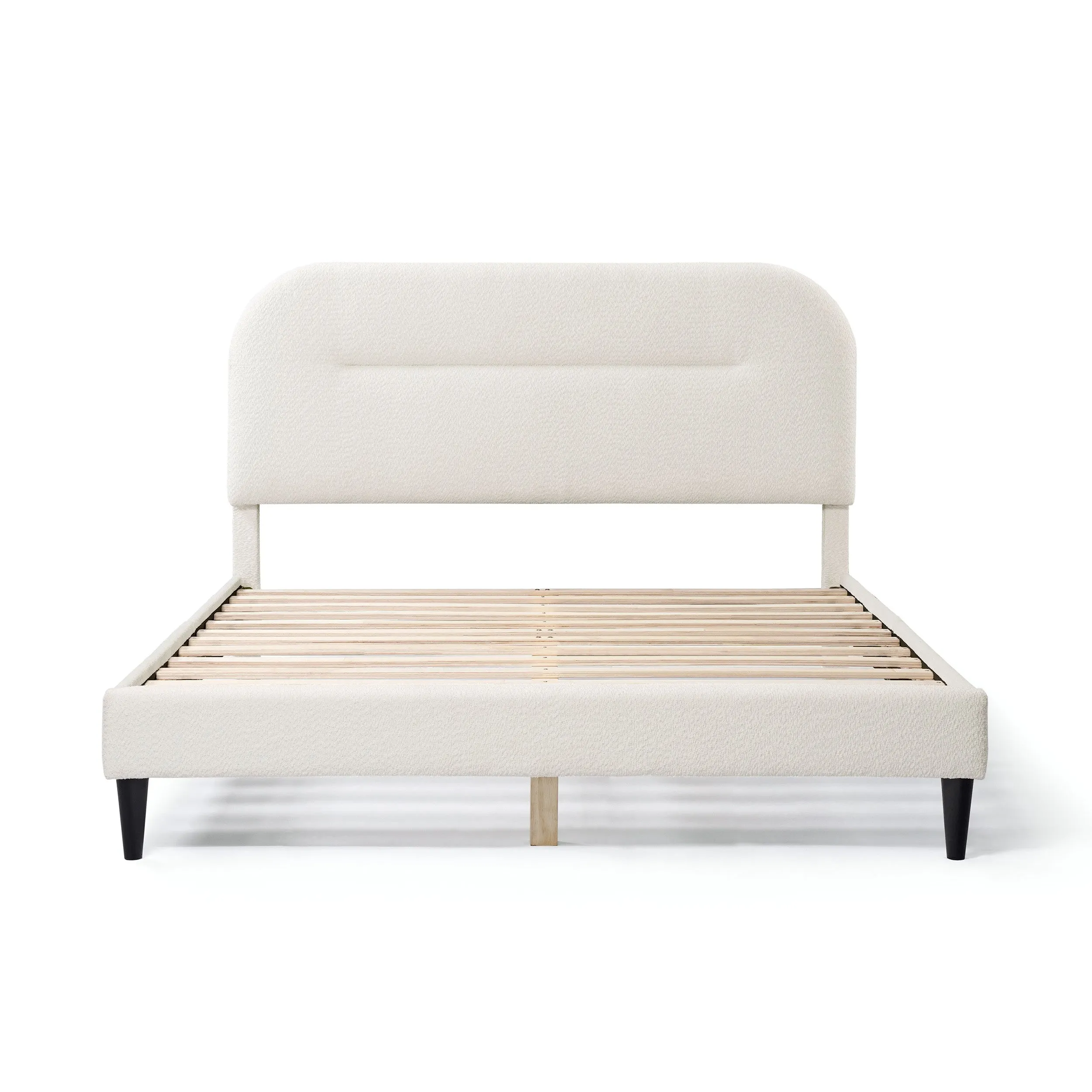 Gail Modern White Boucle Adjustable Queen-Size Platform Bed