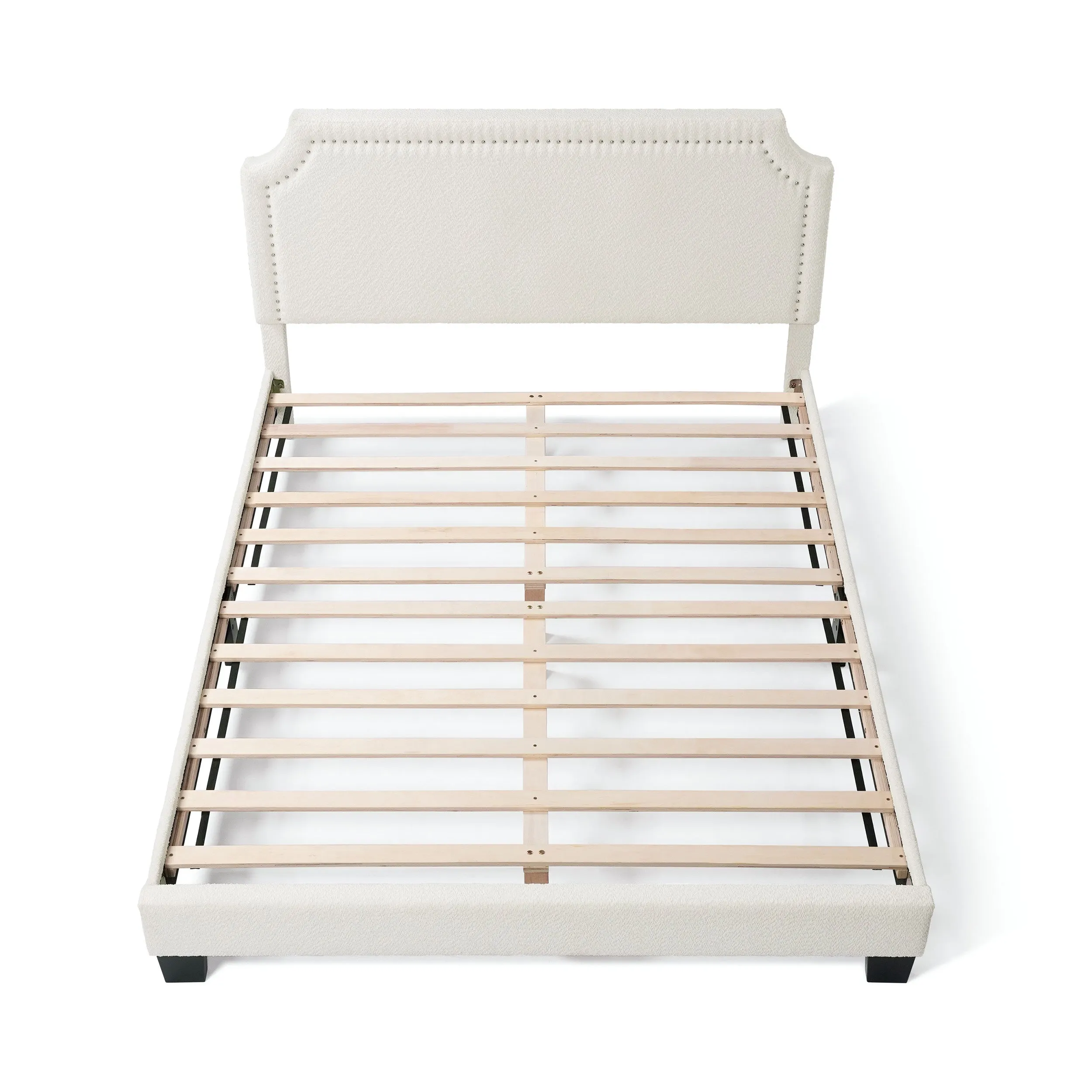 Gail Modern White Boucle Adjustable Queen-Size Platform Bed