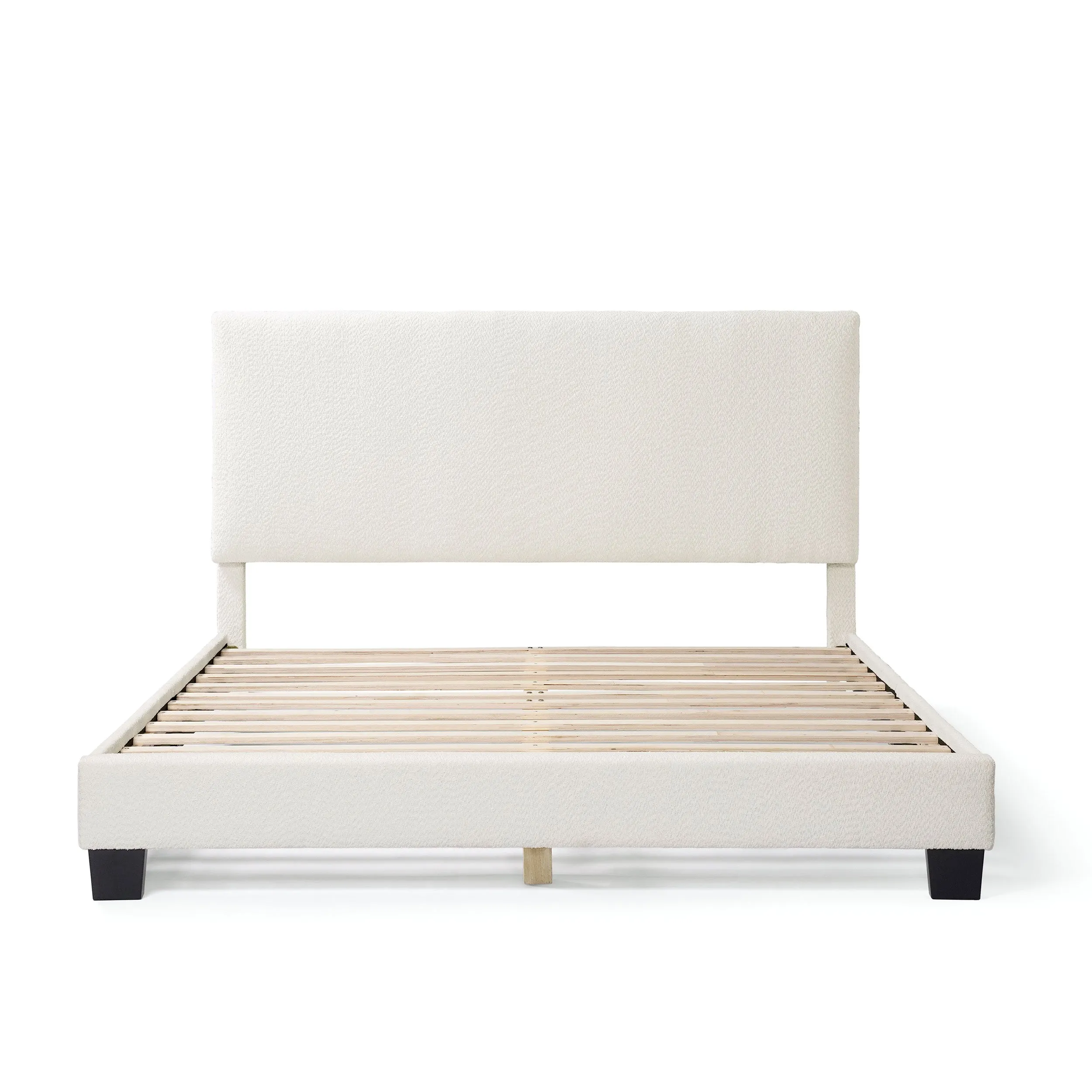 Gail Modern White Boucle Adjustable Queen-Size Platform Bed