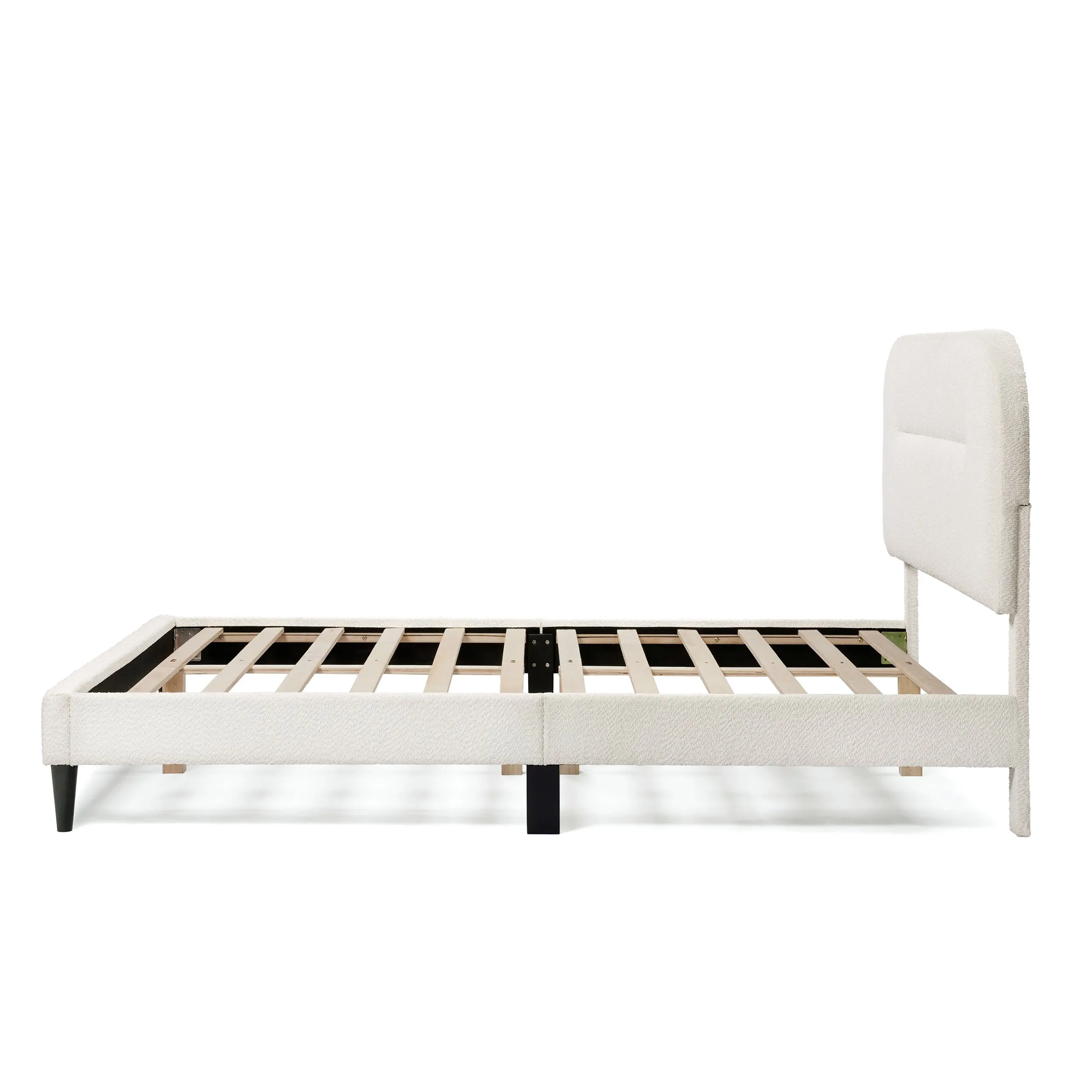 Gail Modern White Boucle Adjustable Queen-Size Platform Bed