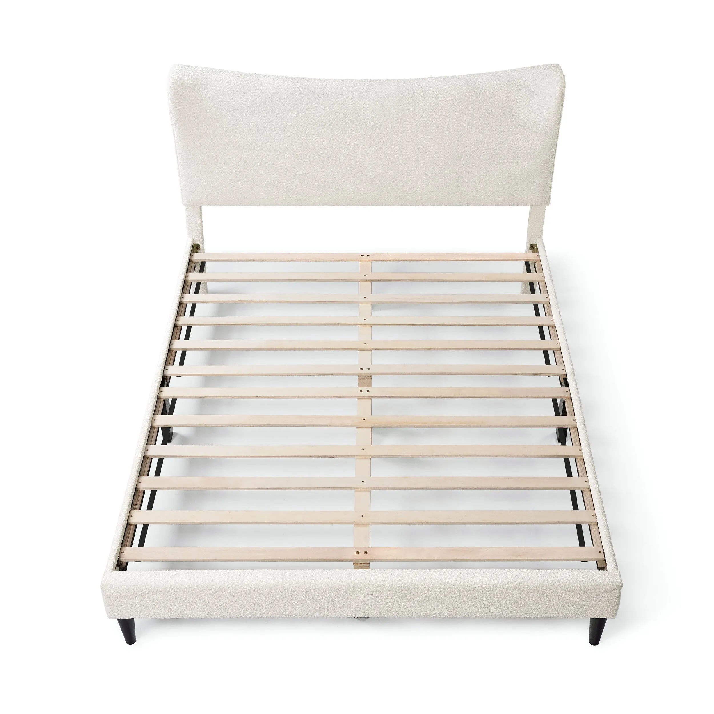 Gail Modern White Boucle Adjustable Queen-Size Platform Bed