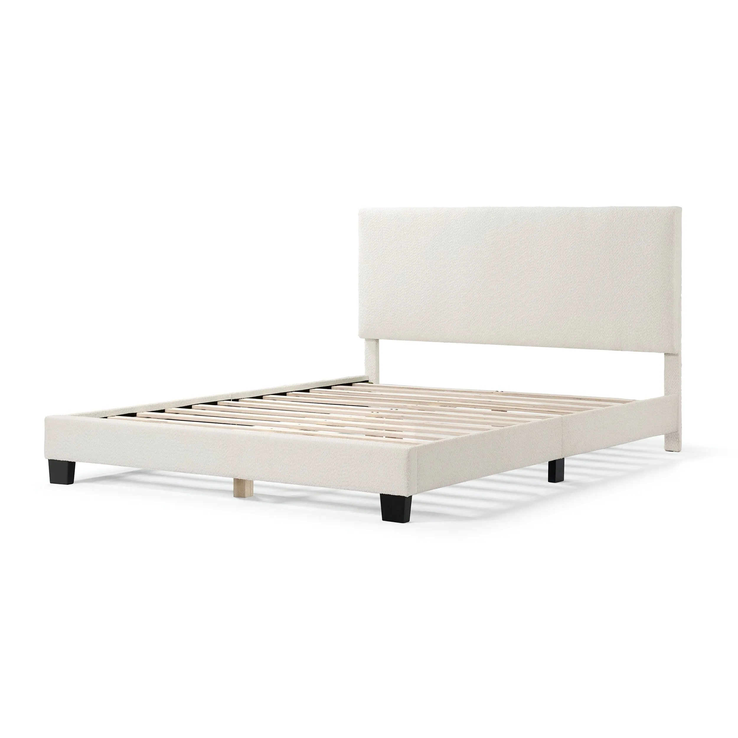 Gail Modern White Boucle Adjustable Queen-Size Platform Bed