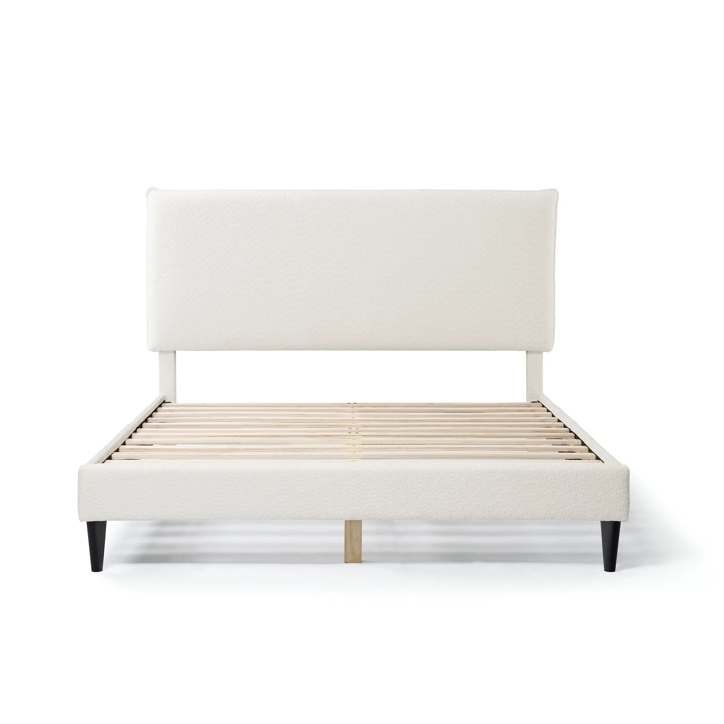 Gail Modern White Boucle Adjustable Queen-Size Platform Bed