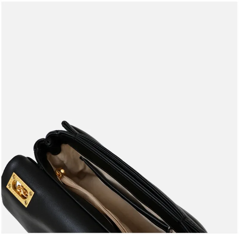 Genuine Leather Rivet Square Plaid Chain Strap Crossbody Bags