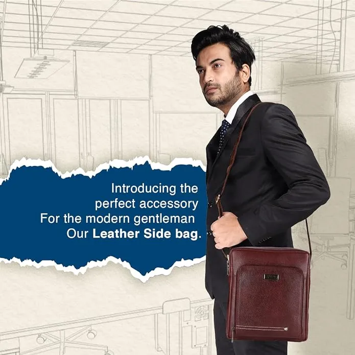 Genuine Leather Travel Messenger Sling Side Documents Bags| 1 Compartments |1 Inner Zipper pocket |1 front