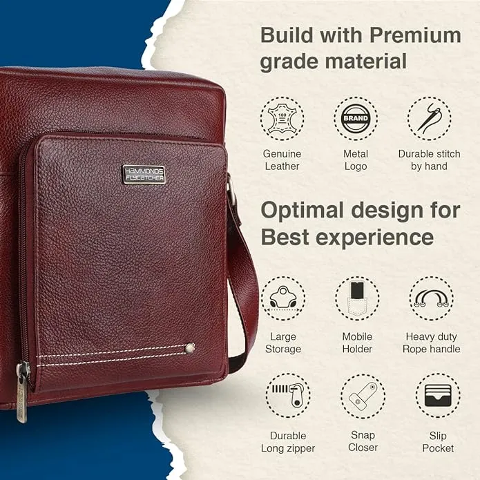 Genuine Leather Travel Messenger Sling Side Documents Bags| 1 Compartments |1 Inner Zipper pocket |1 front