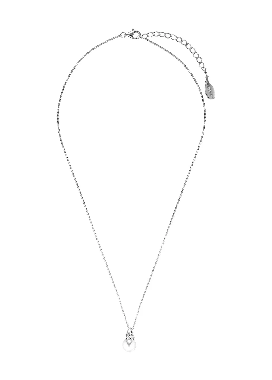 GEORGINI RED CARPET GOVENORS PEARL DROP NECKLACE SILVER IP877W