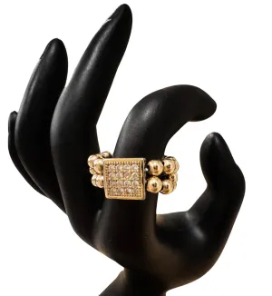 Gold Color Cubic Zirconia Adjustable Ring
