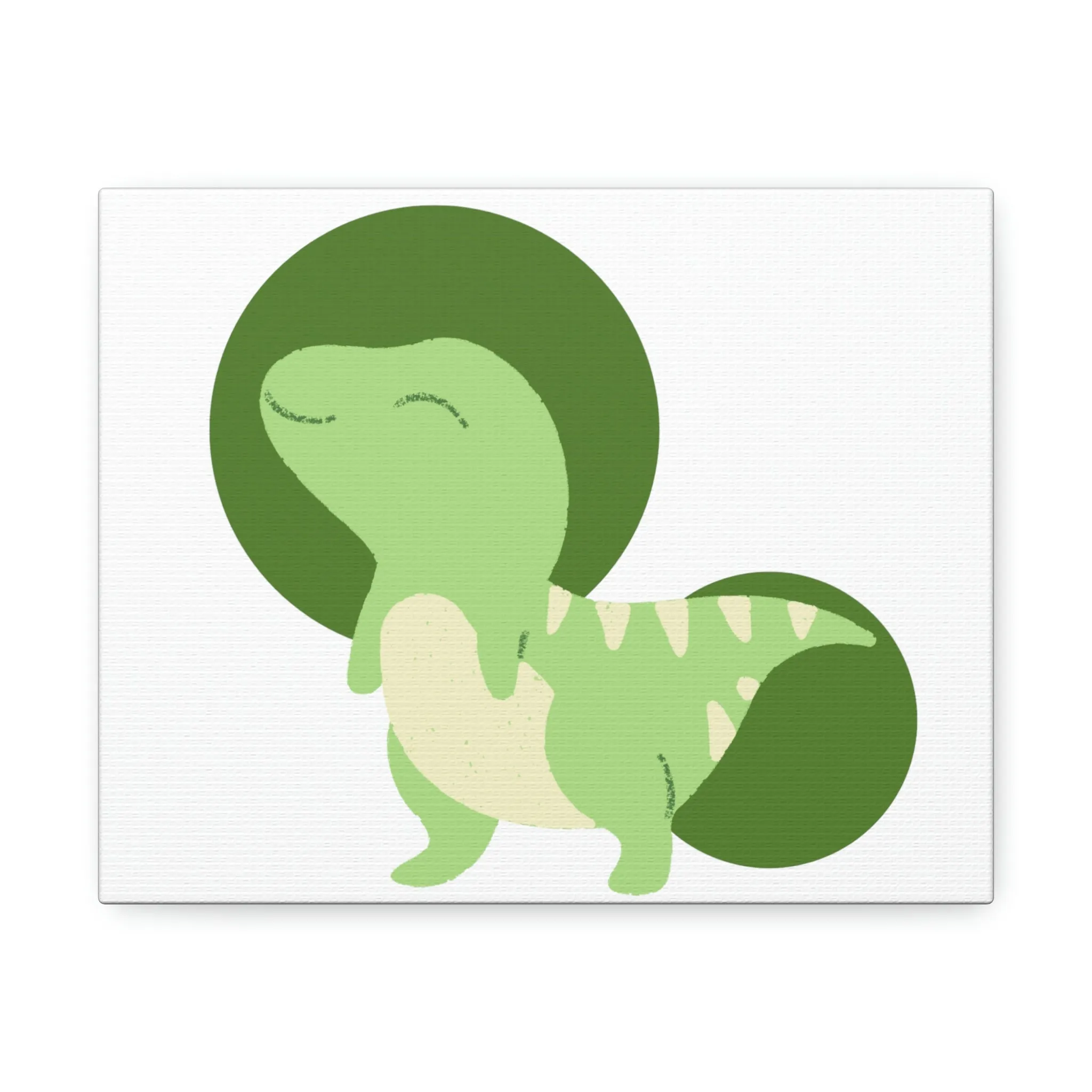 Green Dinosaur Stretched Canvas