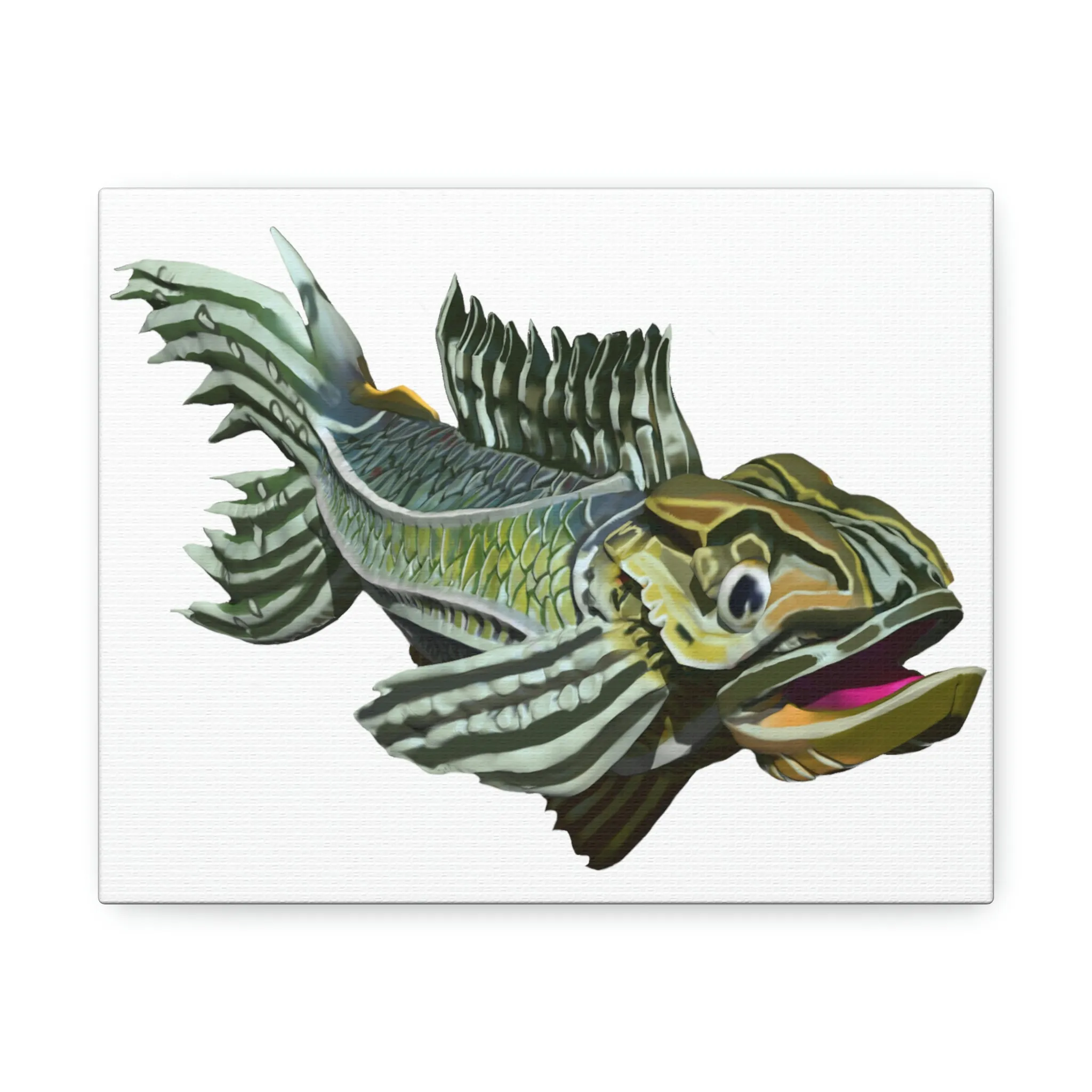 Green Fish Stretched Canvas
