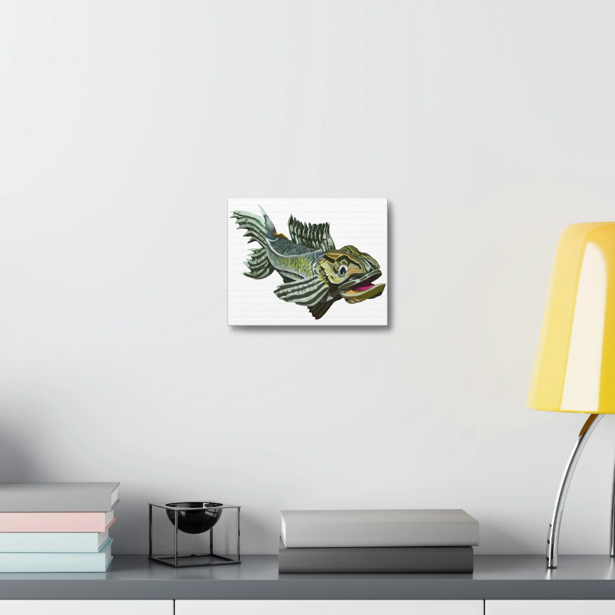 Green Fish Stretched Canvas