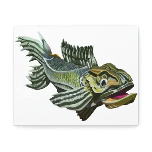 Green Fish Stretched Canvas