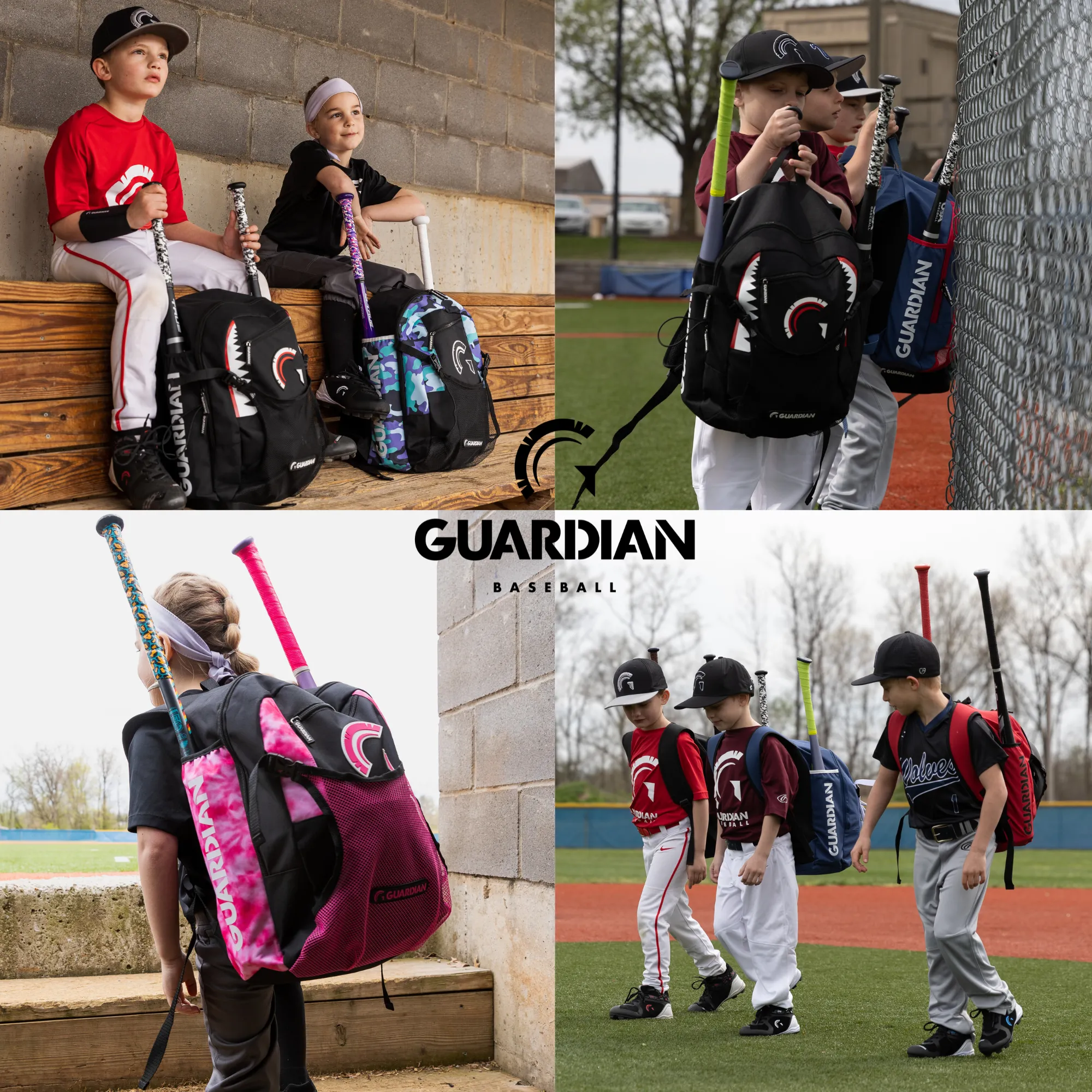 Guardian Baseball Rookie Youth Baseball Bat Bag - Boys or Girls (Black/White)