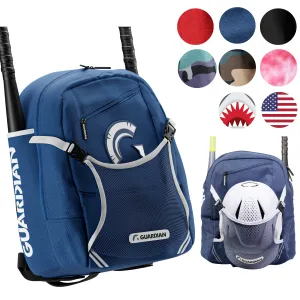 Guardian Baseball Rookie Youth Baseball Bat Bag - Boys or Girls (Navy/White)