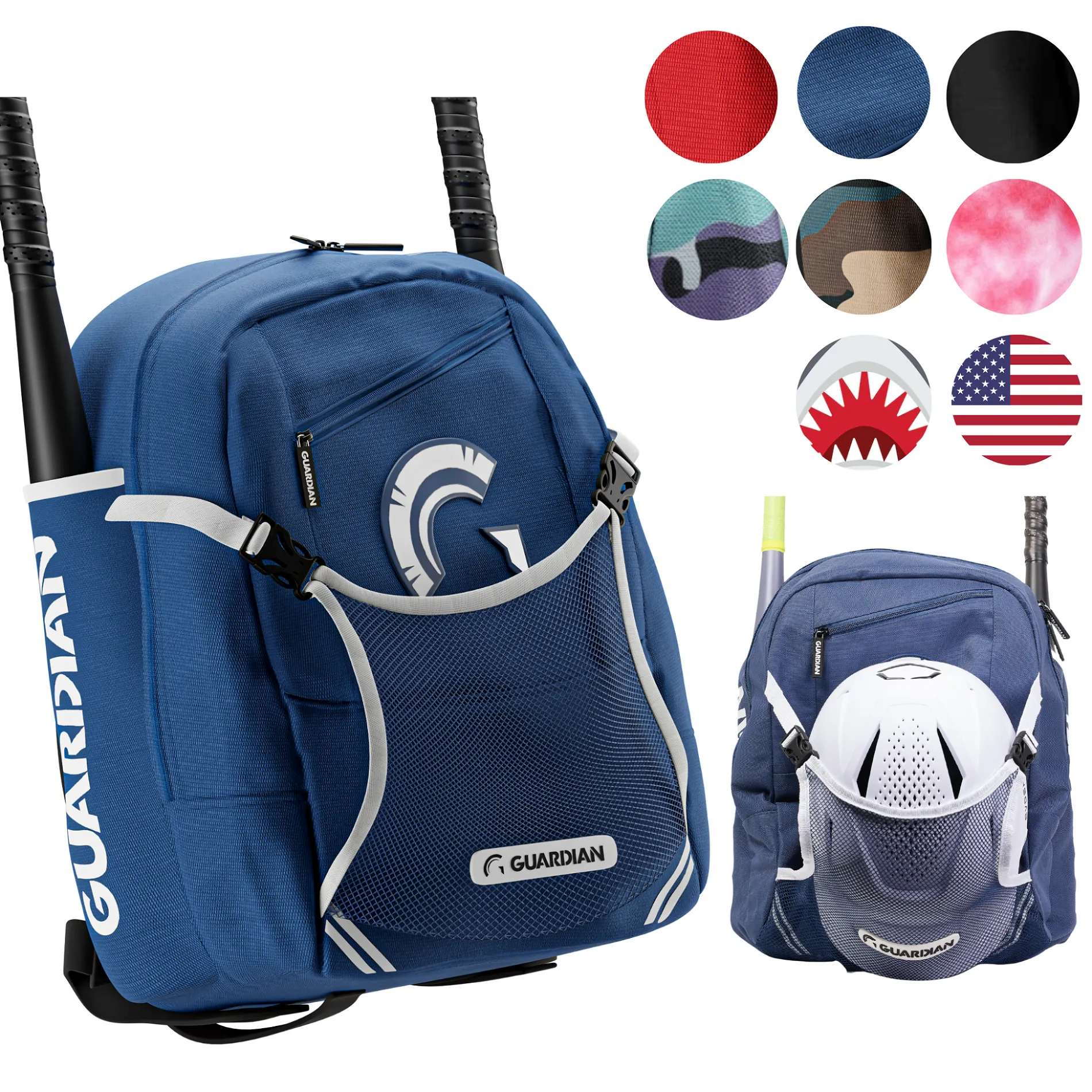 Guardian Baseball Rookie Youth Baseball Bat Bag - Boys or Girls (Navy/White)