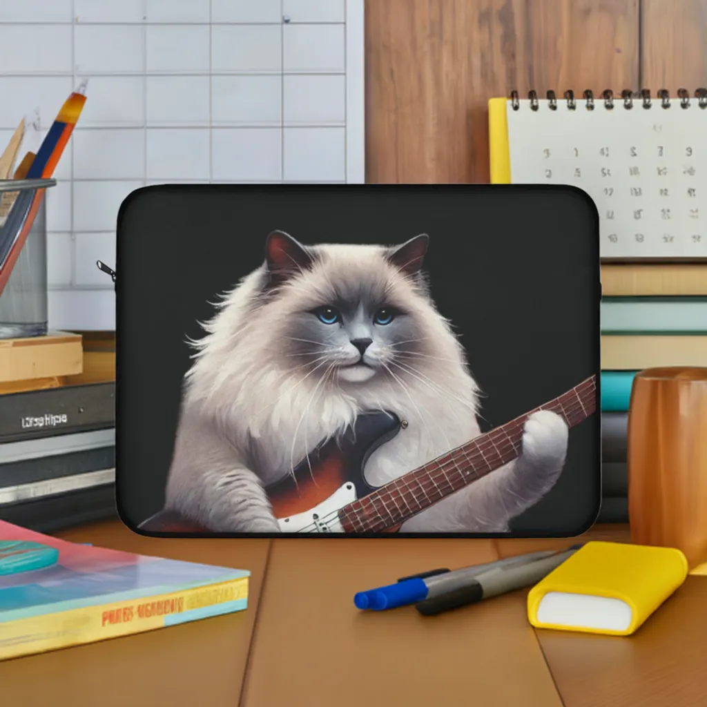 Guitar - Cat Musician - Dungeons and Dragons - Laptop Sleeve