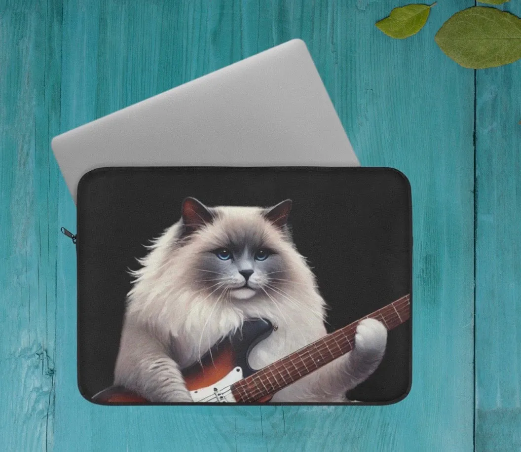 Guitar - Cat Musician - Dungeons and Dragons - Laptop Sleeve
