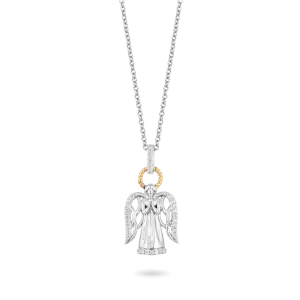 Hallmark Fine Jewelry Guardian Angel Pendant in Sterling Silver and 14K Yellow Gold with Diamonds