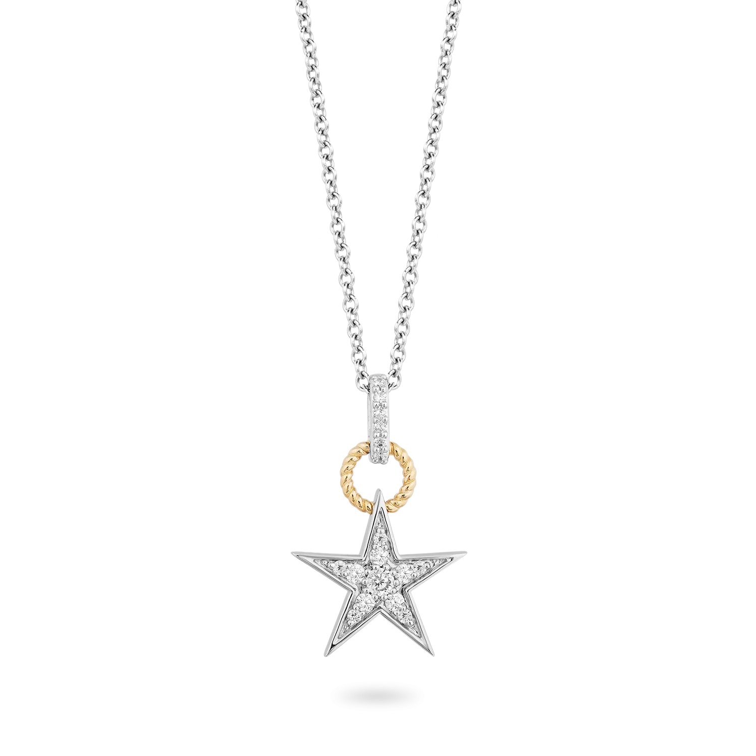 Hallmark Fine Jewelry Medium Star Bright Diamond Pendant in Sterling Silver with 14K Yellow Gold