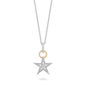 Hallmark Fine Jewelry Medium Star Bright Diamond Pendant in Sterling Silver with 14K Yellow Gold