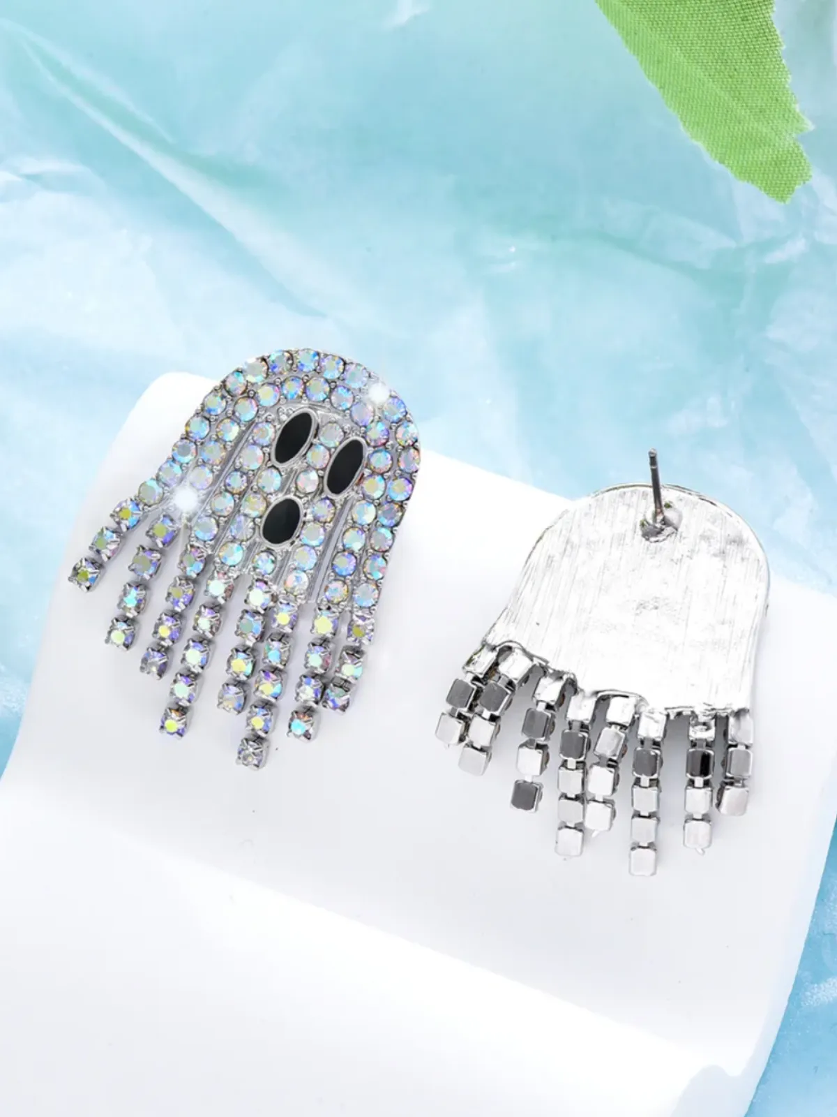 Halloween Ghost Shining Crystal Drop Earrings