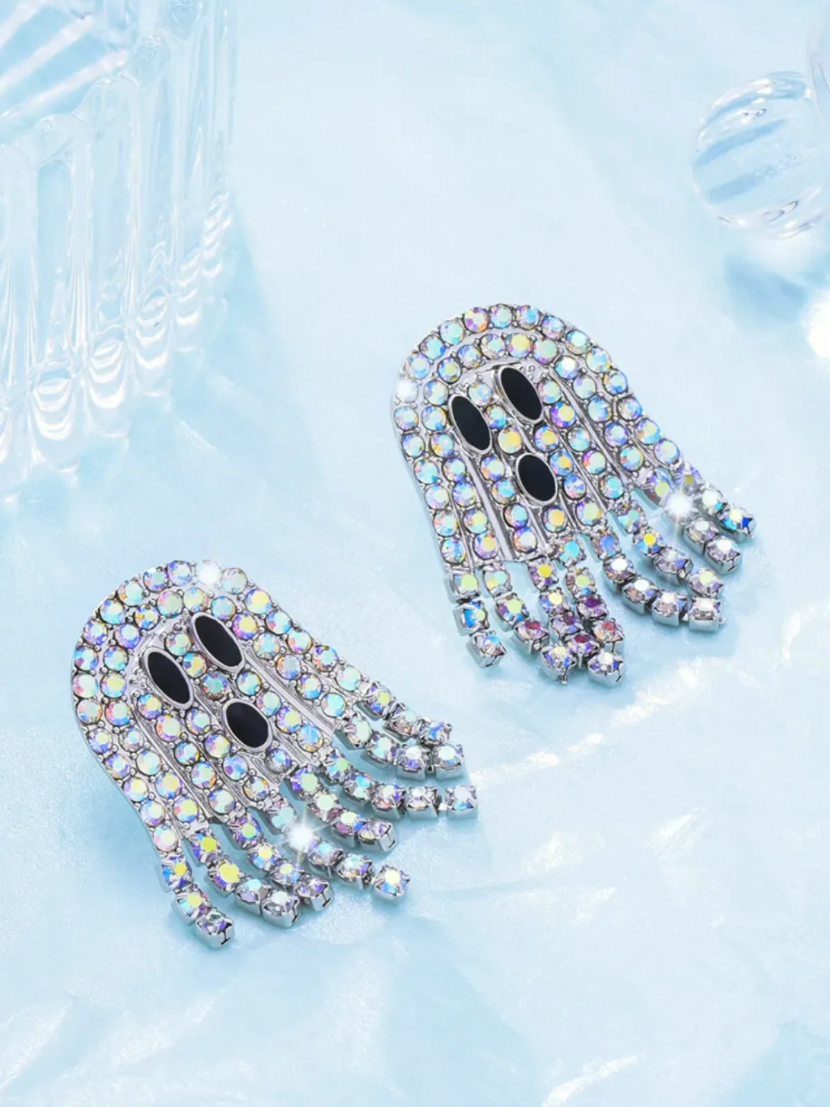 Halloween Ghost Shining Crystal Drop Earrings