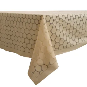 Heart Home Polka Dots Design Shining Cotton 4 Seater Center Table Cover 60"x40"(Cream) CTHH05500