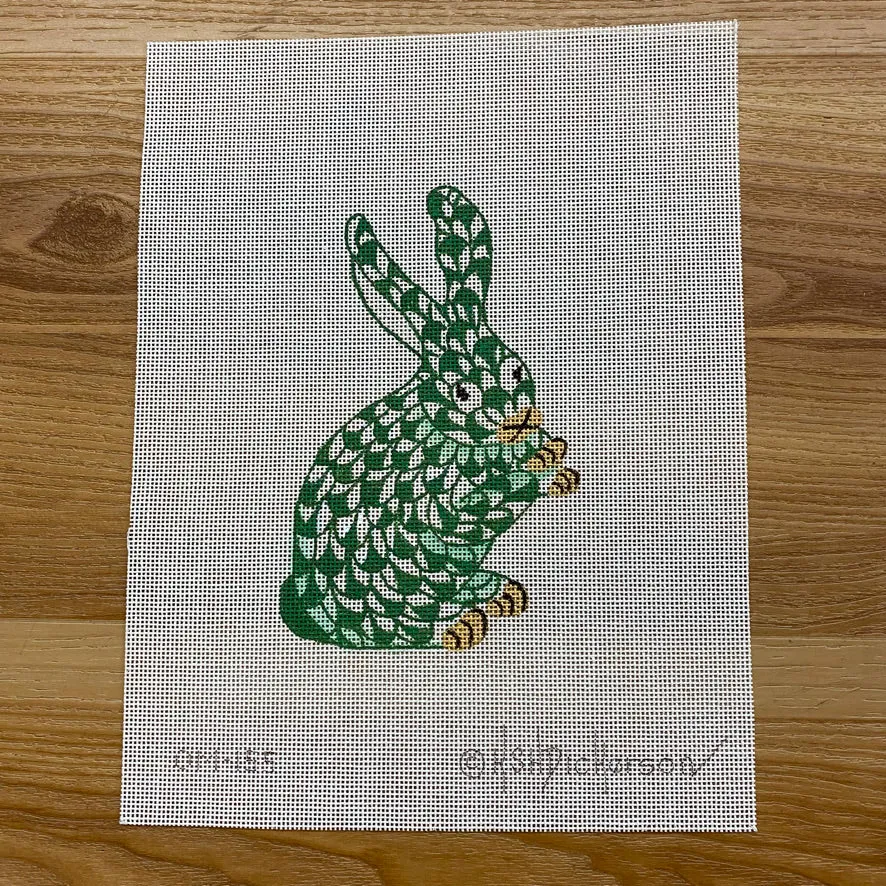 Herend Standing Green Bunny Needlepoint Ornament Canvas