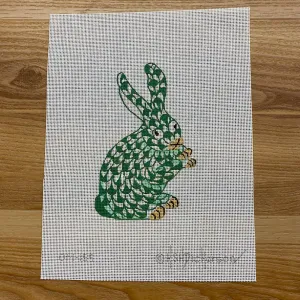 Herend Standing Green Bunny Needlepoint Ornament Canvas