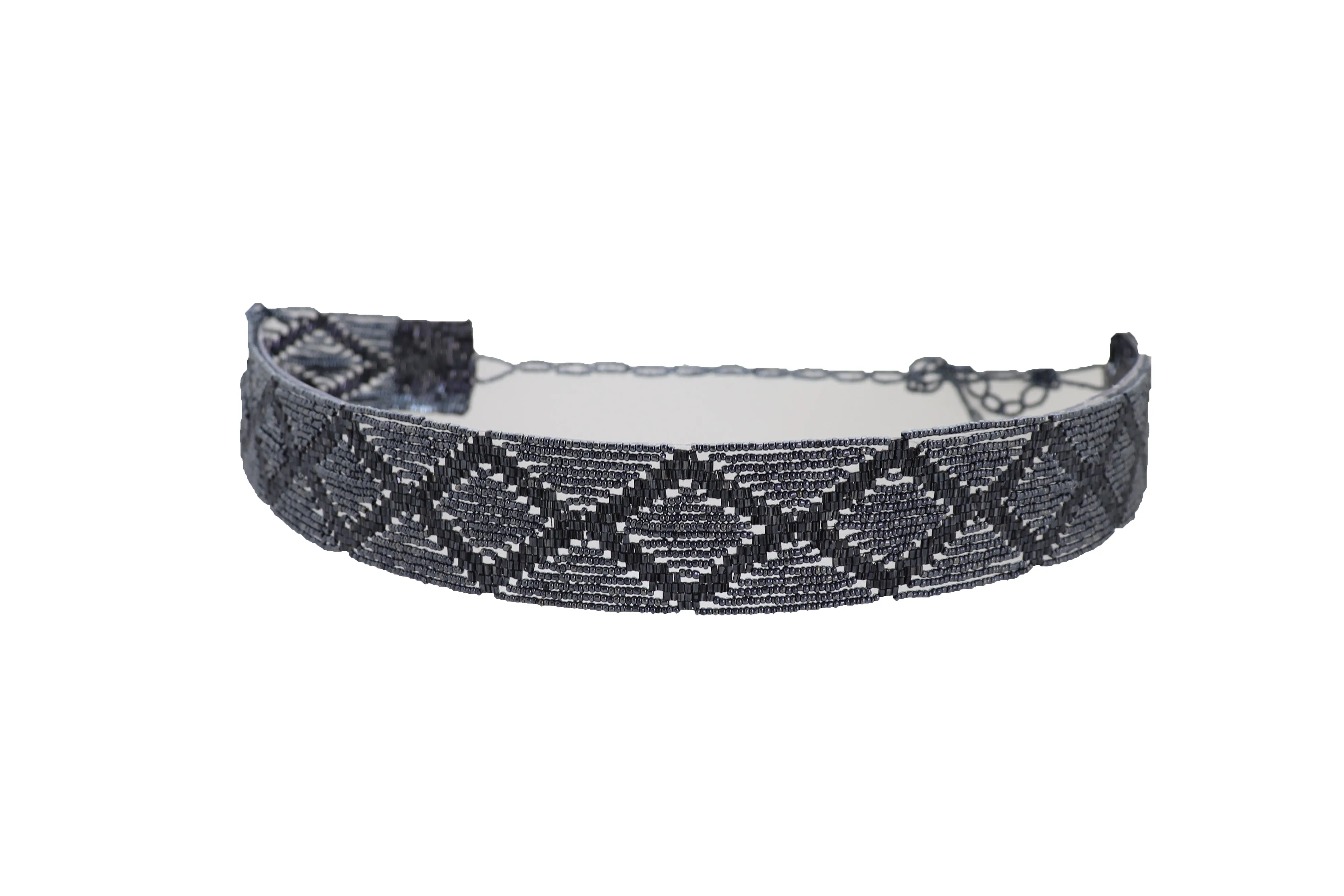 Hip High Waist Navy Blue Beads Waistband Wrap Around Tie Belt Fit Size M L
