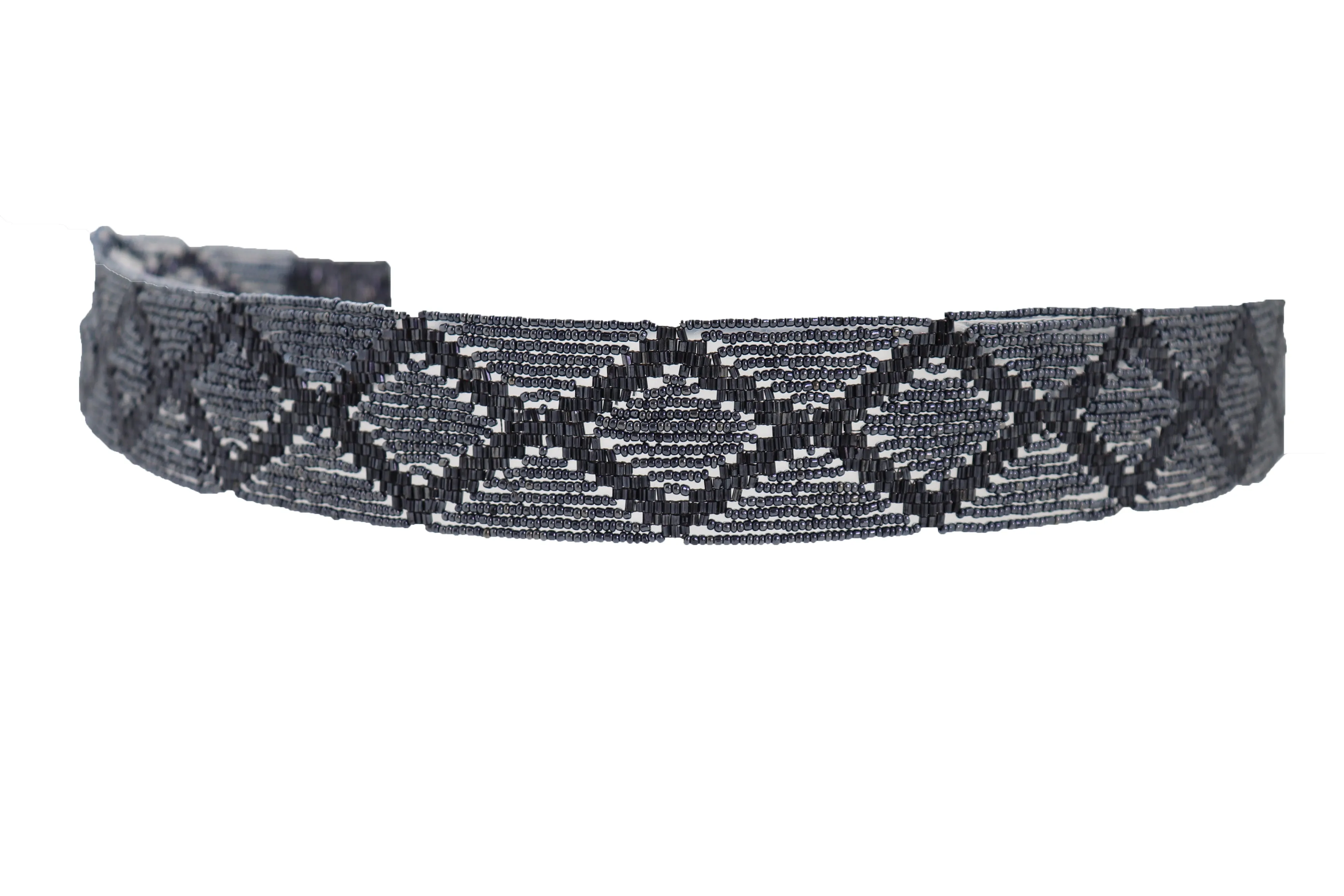 Hip High Waist Navy Blue Beads Waistband Wrap Around Tie Belt Fit Size M L