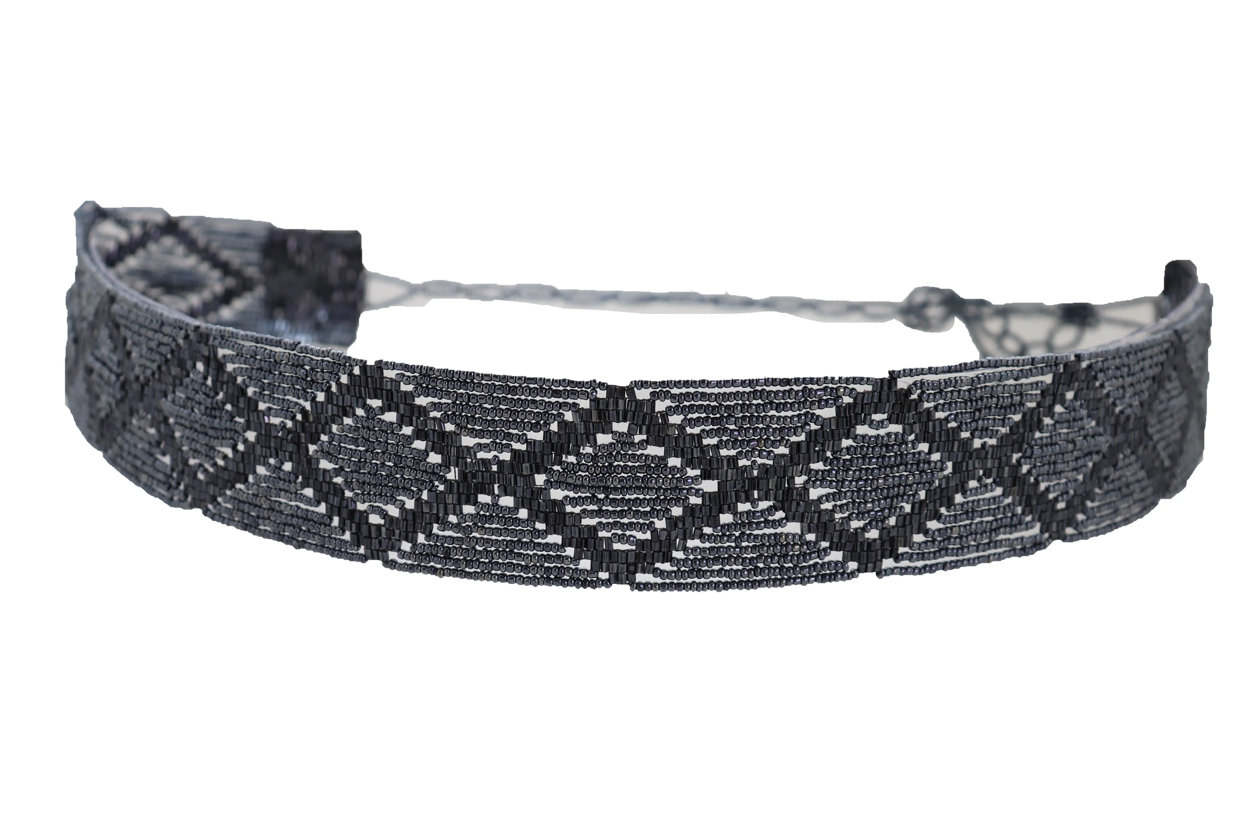 Hip High Waist Navy Blue Beads Waistband Wrap Around Tie Belt Fit Size M L