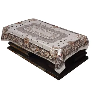 Kuber Industries Shining Floral Design PVC 4 Seater Center Table Cover (Gold), CTKTC013884