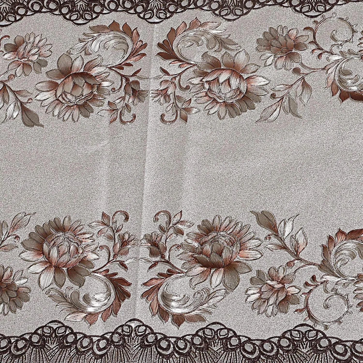 Kuber Industries Shining Floral Design PVC 4 Seater Center Table Cover (Gold), CTKTC013884