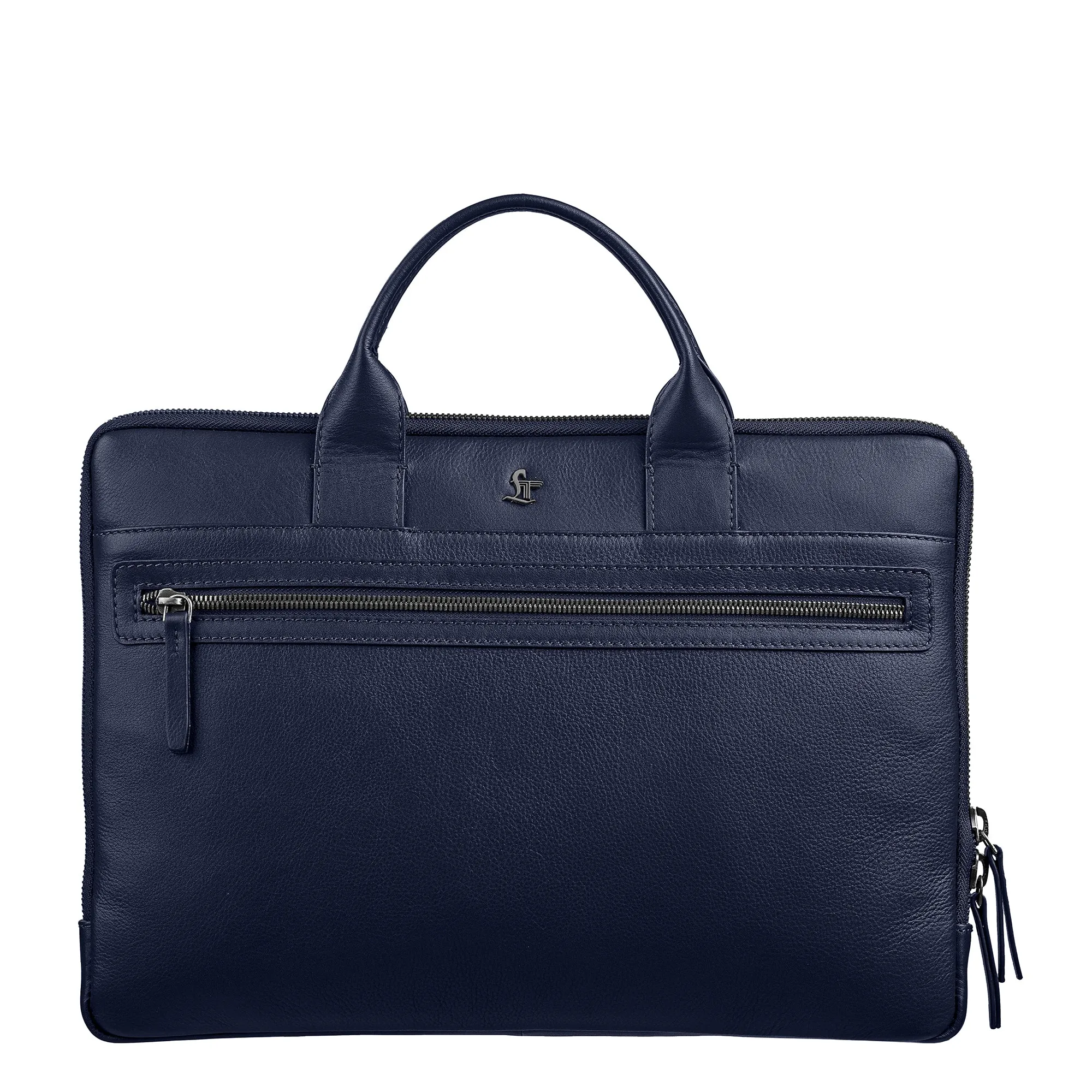 Laptop Sleeve V | Leather Laptop Bag for Men | Size: 15.6 Inches | Color: Blue, Brown & Black