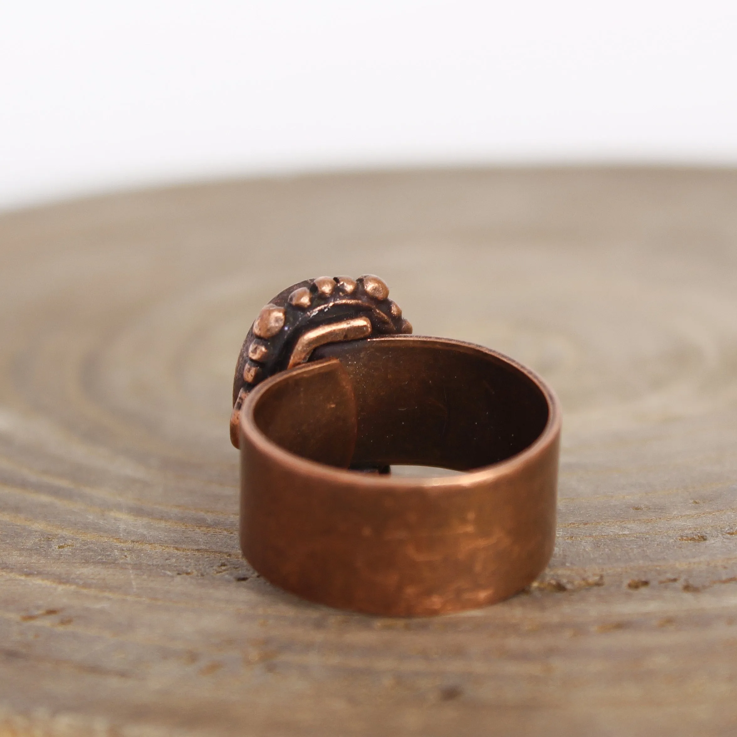 Large Black Tourmaline Ring Copper