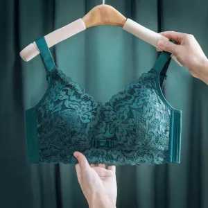 Large size large breasts show small lace full cup latex underwear women's thin side collection side breasts support no steel ring underwear