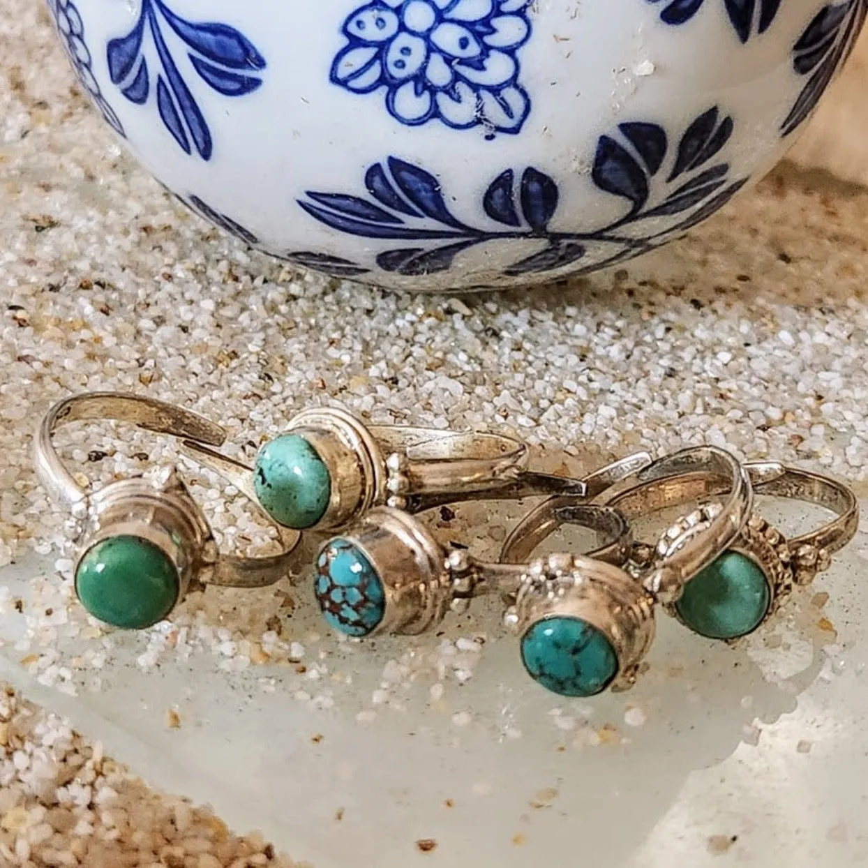 LE PETITE - ADJUSTABLE TURQUOISE 925 RINGS