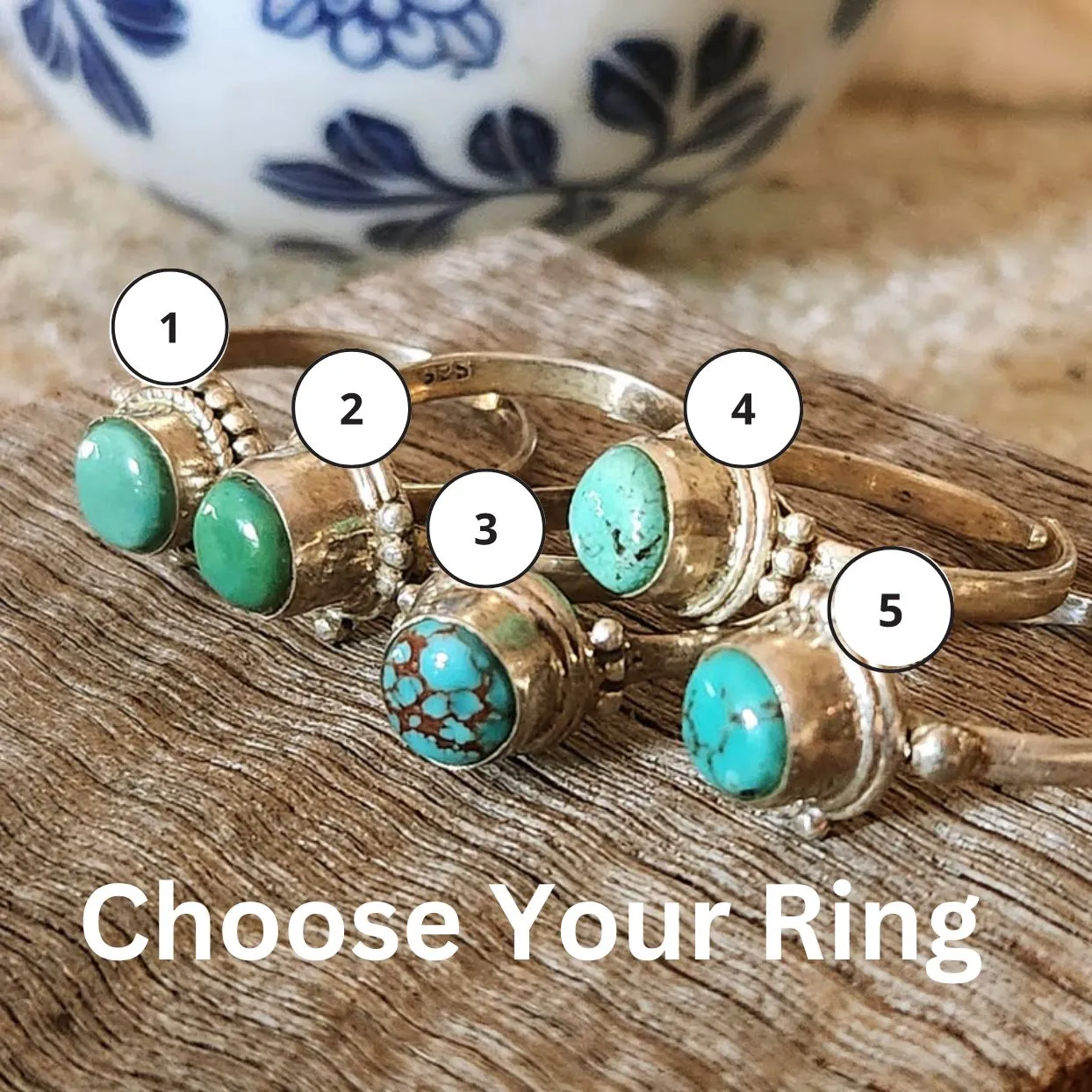 LE PETITE - ADJUSTABLE TURQUOISE 925 RINGS