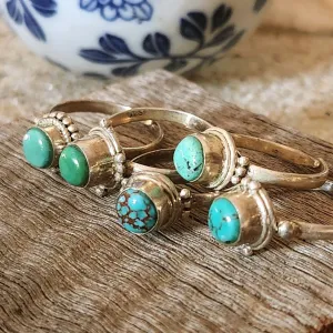 LE PETITE - ADJUSTABLE TURQUOISE 925 RINGS