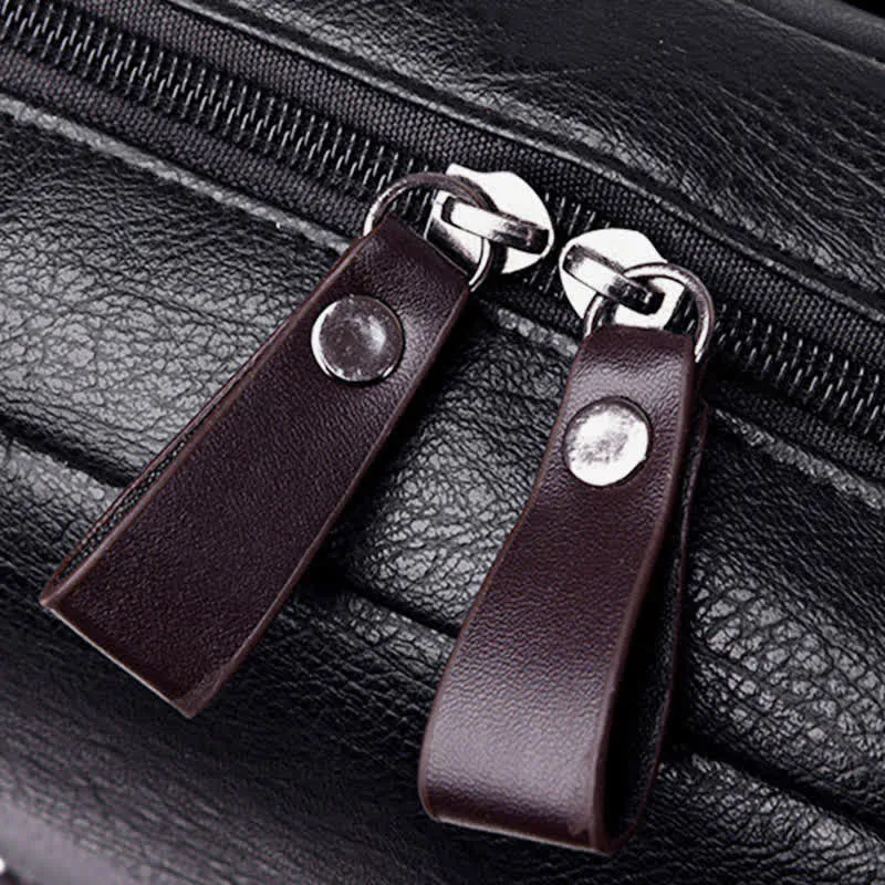 Leather Laptop Backpack for Men Large Capacity College Travel Office Daypack