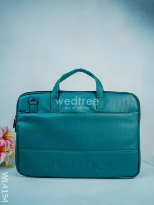 Leather Laptop Bag- Dark Green - WL4154