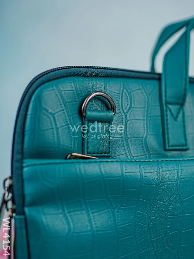 Leather Laptop Bag- Dark Green - WL4154