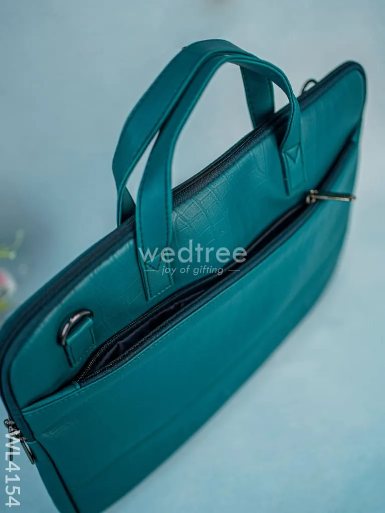 Leather Laptop Bag- Dark Green - WL4154