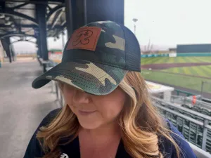 Leather Patch Camo Trucker