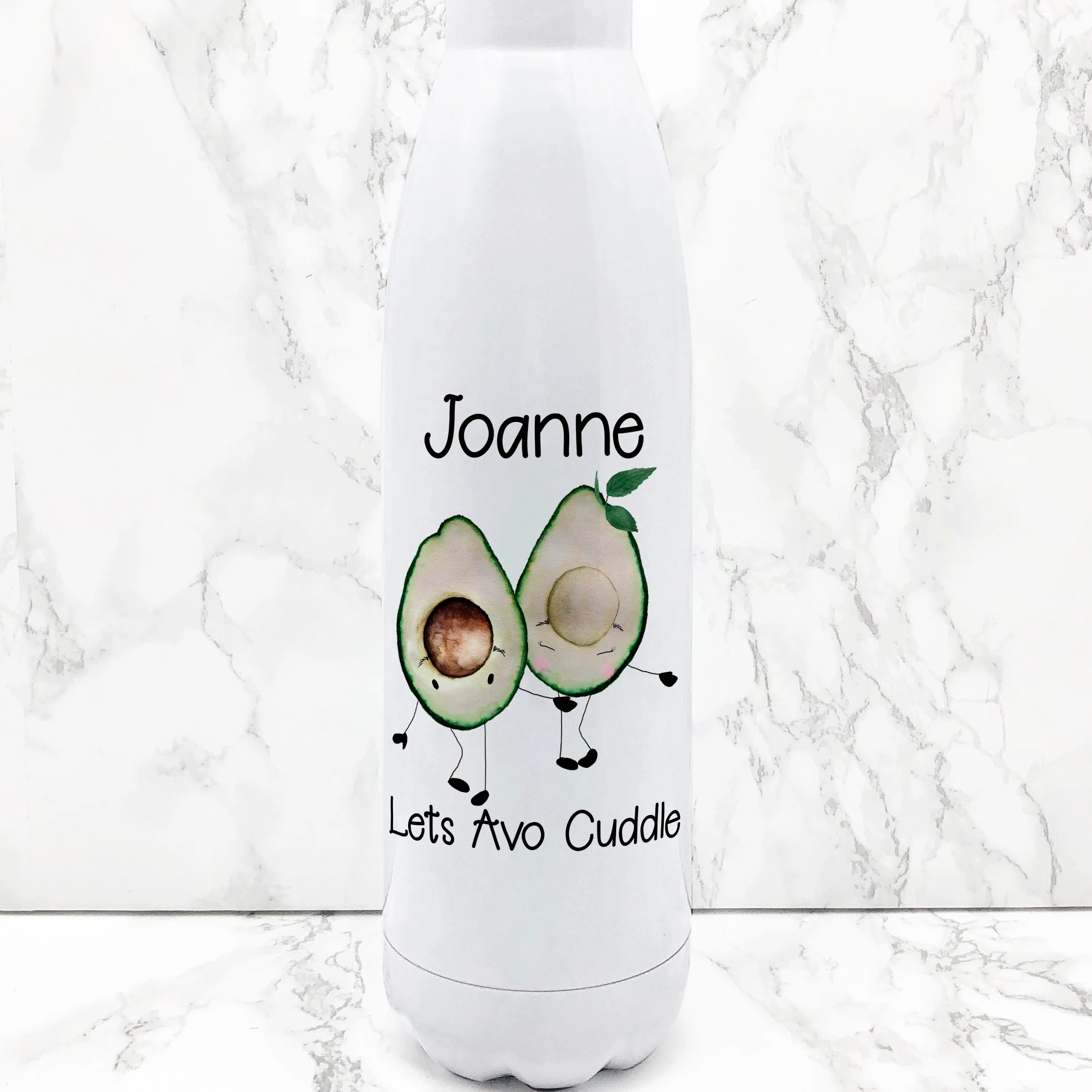 Lets Avo Cuddle Avocado Personalised Travel Flask Water Bottle 500ml