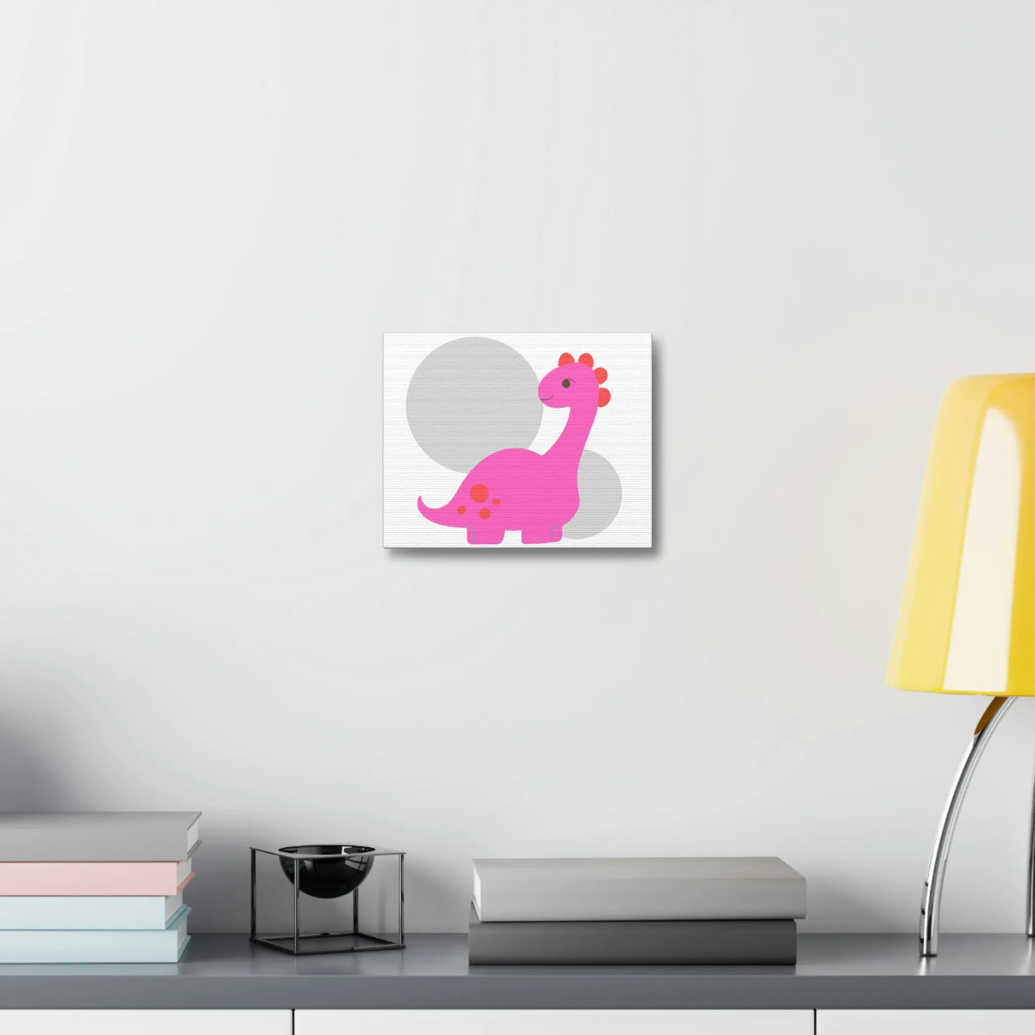 Light Pink Long Neck Dinosaur Stretched Canvas